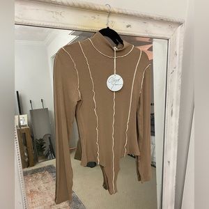 NEW Women’s medium Cloud Ten beige stitch bodysuit